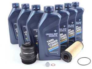 ES#3410318 - 83212365954KT4 - 0W-30 Genuine BMW Oil Change Kit - With ECS Aluminum Oil Filter Cap - Includes ECS Billet Aluminum Oil Filter Cap to prevent damaged threads or rounded heads! - Assembled By ECS - BMW