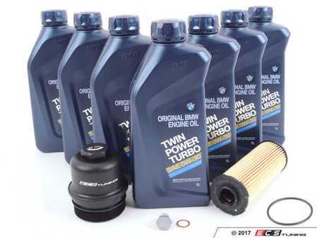 ES#3410318 - 83212365954KT4 - 0W-30 Genuine BMW Oil Change Kit - With ECS Aluminum Oil Filter Cap - Includes ECS Billet Aluminum Oil Filter Cap to prevent damaged threads or rounded heads! - Assembled By ECS - BMW