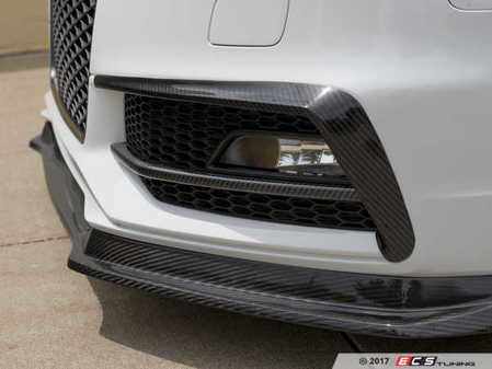 ES#3419105 - 022928ecs01KT - Carbon Fiber Fog Light Grille Overlay Set - Audi B8.5 A4/S4 - Masks the aluminum-look trim strips on the fog light grilles with carbon fiber - ECS - Audi