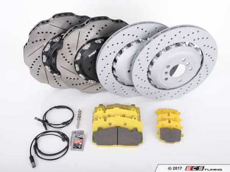 ES#3241116 - F10PERFRPSKT - Performance Front And Rear Brake Service Kit - (NO LONGER AVAILABLE) - Everything you need to service your brakes in one kit. Includes Turner TrackSport front rotors with OEM Zimmermann rears, and features Pagid Racing Yellow pads - ideal for the track and very streetable. - Assembled By ECS - 