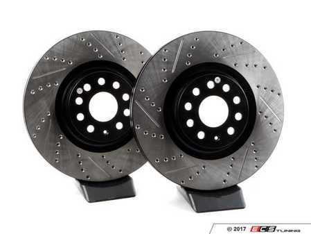 ES#3234589 - 127.33144KT - Front Cross-Drilled & Slotted Sport Brake Rotors - Pair (340x30) - Featuring E-Coating finish - StopTech - Audi Volkswagen