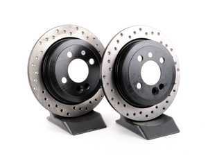 ES#3033142 - 34216784389CD - Cross Drilled Brake Rotors - Rear 11.02" (280x10) - This design removes performance robbing outgas and material dust caused by braking - StopTech - MINI