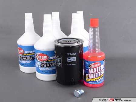 ES#3426659 - PLSOILKTRDKT -  Oil Service Kit - Includes large Mann oil filter and Redline performance 5W-40 Synthetic engine oil - Assembled By ECS - Audi Volkswagen