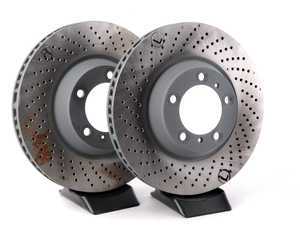 ES#2539069 - 99735141090KT - Coated Front Brake Rotors - Pair 13.78" (350mm) - Non-PCCB directional rotors - Front axle fitment - Sebro - Porsche