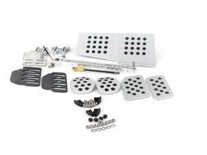 ES#2839235 - A122P6053SLVBLK - 4 Piece Pedal Set - Rubber Grip - Silver Pedals / Black Extensions - Throttle, Clutch, Brake, and Dead Pedal - Rennline - Porsche