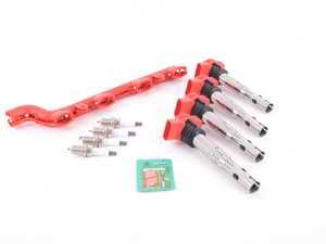 ES#3447932 - 06e905115es6KT - Ignition Service Kit With Coil Pack Wiring Conduit  - (NO LONGER AVAILABLE) - Includes 4 OE red coil packs, NGK iridium spark plugs (BKR7EIX), and red coil pack conduit - Assembled By ECS - 