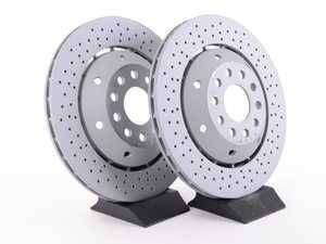 ES#3245681 - 4B3615601Ckt2 - Rear Cross Drilled Brake Rotors - Pair (335x22) - Restore the stopping power in your vehicle. Formula Z Drilled! - Zimmermann - Audi