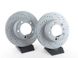 ES#2539434 - 98635140105KT3 - Cross-Drilled Front Brake Rotors - Pair 11.73" (298mm) - Front axle fitment - Both left and right - Zimmermann - Porsche