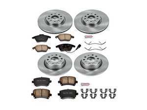 ES#3158639 - KOE2260 - Autospecialty Daily Driver Brake Service Kit - Front & Rear (312x25/282x12) - Stock replacement brake kit with hardware, featuring OE replacement brake rotors and high performance Evolution ceramic pads - Power Stop - Volkswagen