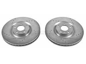 ES#3155303 - EBR821XPR - Front Drilled & Slotted Brake Rotors - Pair - (345x30) - Upgrade to a slotted / cross-drilled rotor for improved braking - Power Stop - Audi