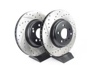 ES#3033086 - 34116775277CDS - Cross-Drilled & Slotted Brake Rotors - Front  - This design removes performance robbing outgas and material dust caused by braking - StopTech - BMW