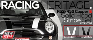 R52 R53 Cooper S Solid Hood Stripe Set