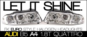 Audi B5 A4 Quattro 1.8T FK Euro Halogen Headlight Set