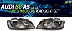 Audi B8 A5 Valeo Euro Halogen Headlight Set