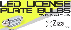 VW B5 Passat Ziza LED License Plate Bulbs