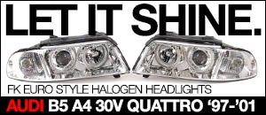 Audi B5 A4 30V Quattro Euro Halogen Headlight Set
