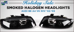 Audi B6 A4 30V Depo Smoked Halogen Headlights