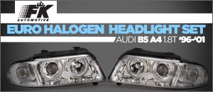 Audi B5 A4 1.8T FK Euro Halogen Headlight Set